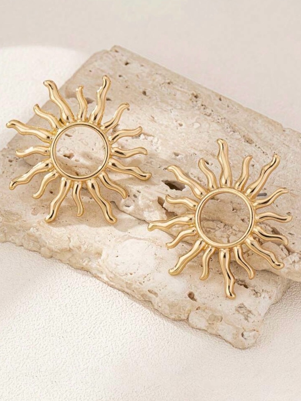 Gold Sunburst Earrings - Women Jewelry - Picture 4 of 5